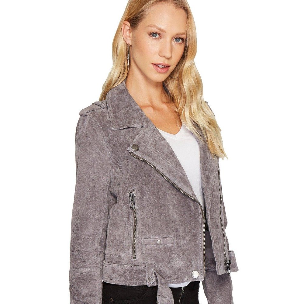 Blank NYC Grey Suede Moto Jacket - XS